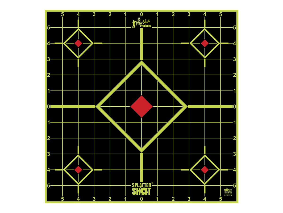 Pro-Shot SplatterShot Sight-In Self-Adhesive Paper Target 17.5" 5-Diamond Bullseye, 5 Count