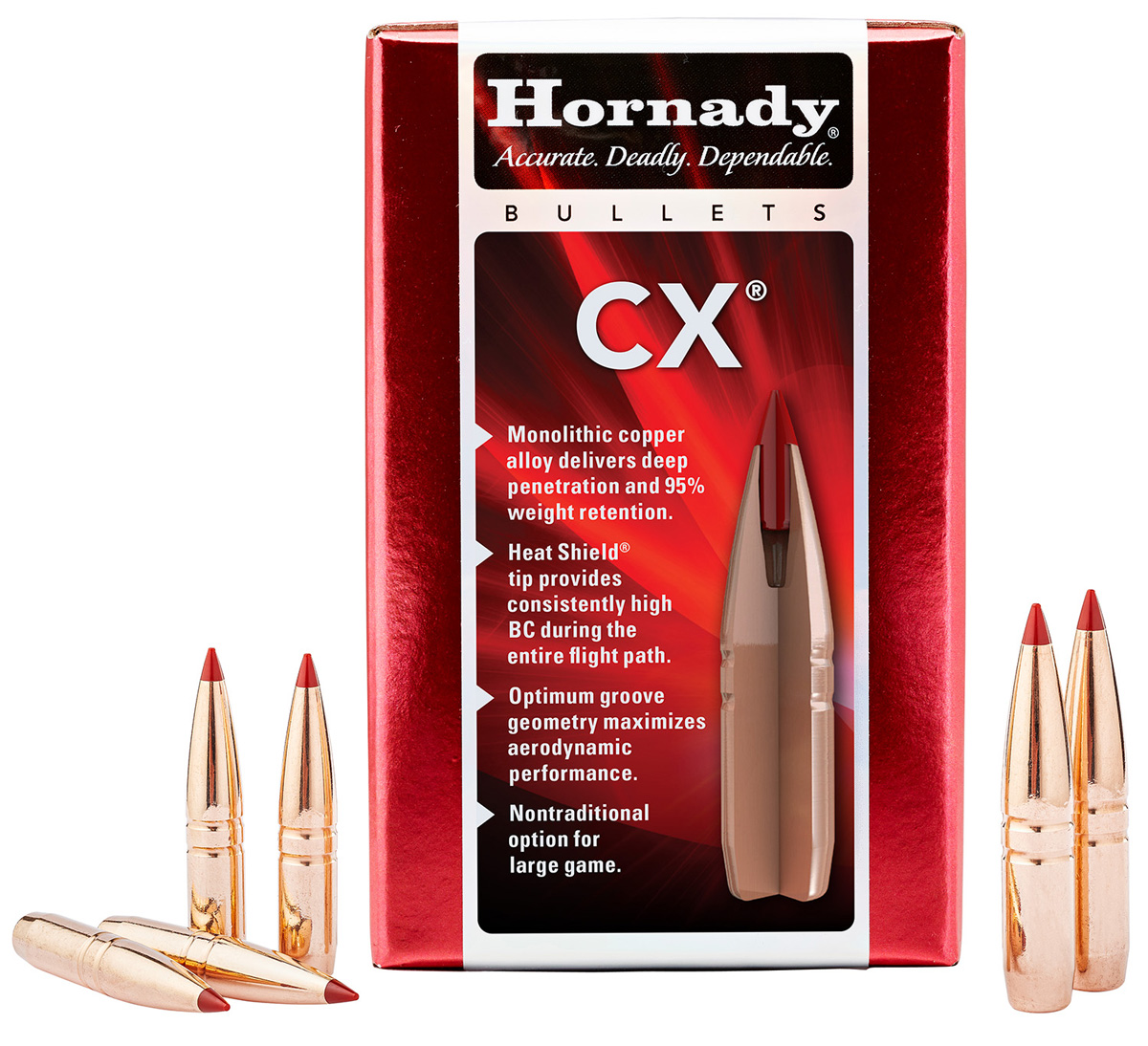 Hornady 6.5mm (264) 130 Grain CX Hunting Copper Solid Rifle Bullets 50 Count Hornady 6.5mm (264) 130 Grain CX Hunting Copper Solid Rifle Bullets 50 Count