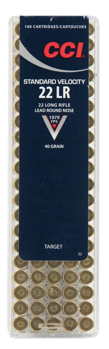 CCI Standard Velocity 22LR Lead Round Nose 40 Grain Ammunition 100 Rounds CCI Standard Velocity 22LR Lead Round Nose 40 Grain Ammunition 100 Rounds