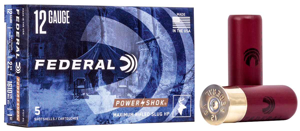 Federal Power Shok 12 Ga 2 3/4" 1 oz Lead Rifle Slug 5 Rounds
