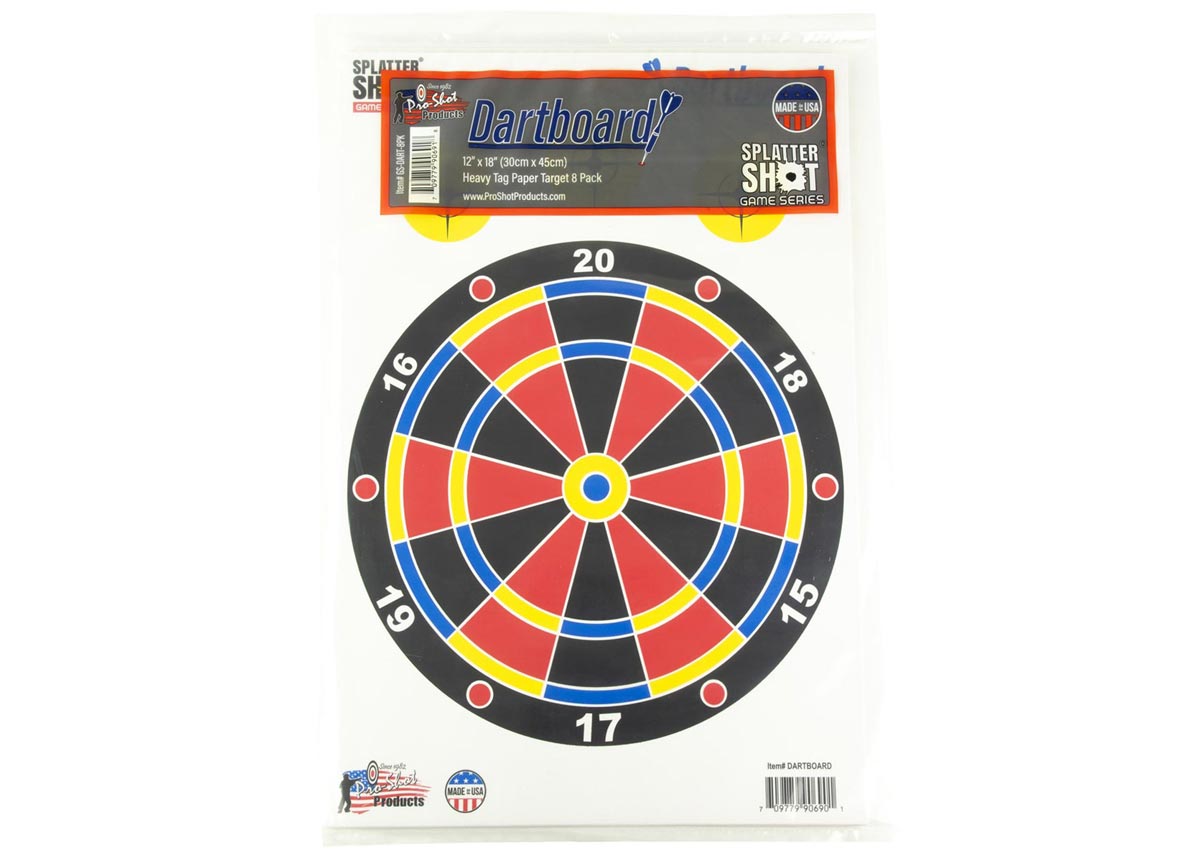Pro-Shot SplatterShot Self-Adhesive Dartboard Paper Target 12" x 18", 8 Count
