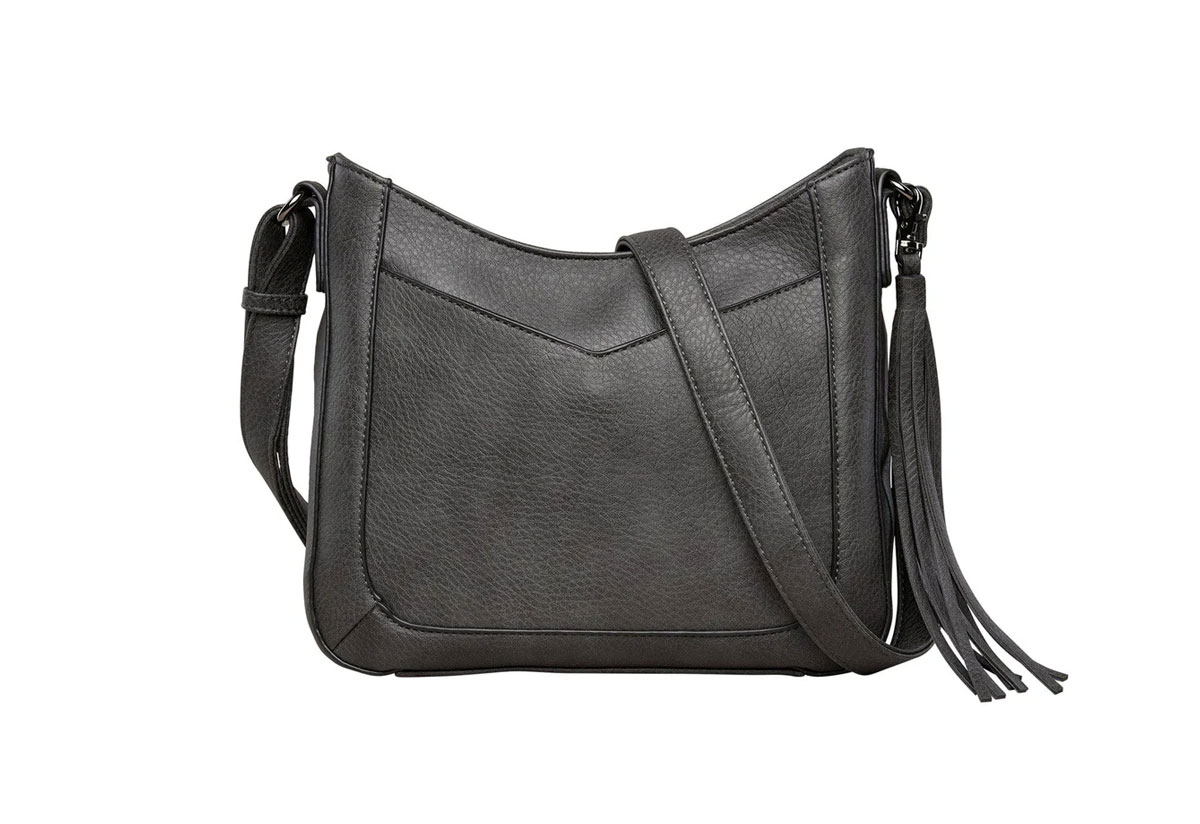 Lady Conceal "Emery" Concealed Carry Faux Leather Crossbody Bag with RFID Slim Wallet - Gray