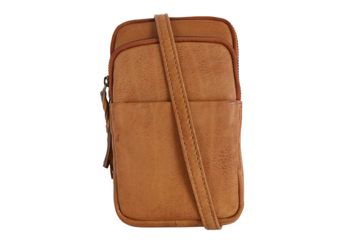 Lady Conceal "Shay" Concealed Carry Leather Crossbody Bag for Tasers and Pepper Spray - Cognac