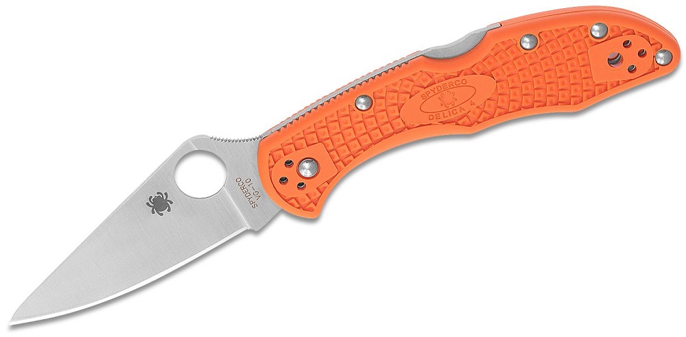 Spyderco C11FPOR Delica 4 Plain Edge Folding Knife Spyderco C11FPOR Delica 4 Plain Edge Folding Knife