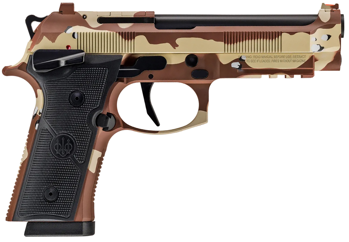 Beretta 92XI 9mm Pistol with Red Dot Optic Cut Slide and Chocolate Chip Camo Cerakote Finish Beretta 92XI 9mm Pistol with Red Dot Optic Cut Slide and Chocolate Chip Camo Cerakote Finish