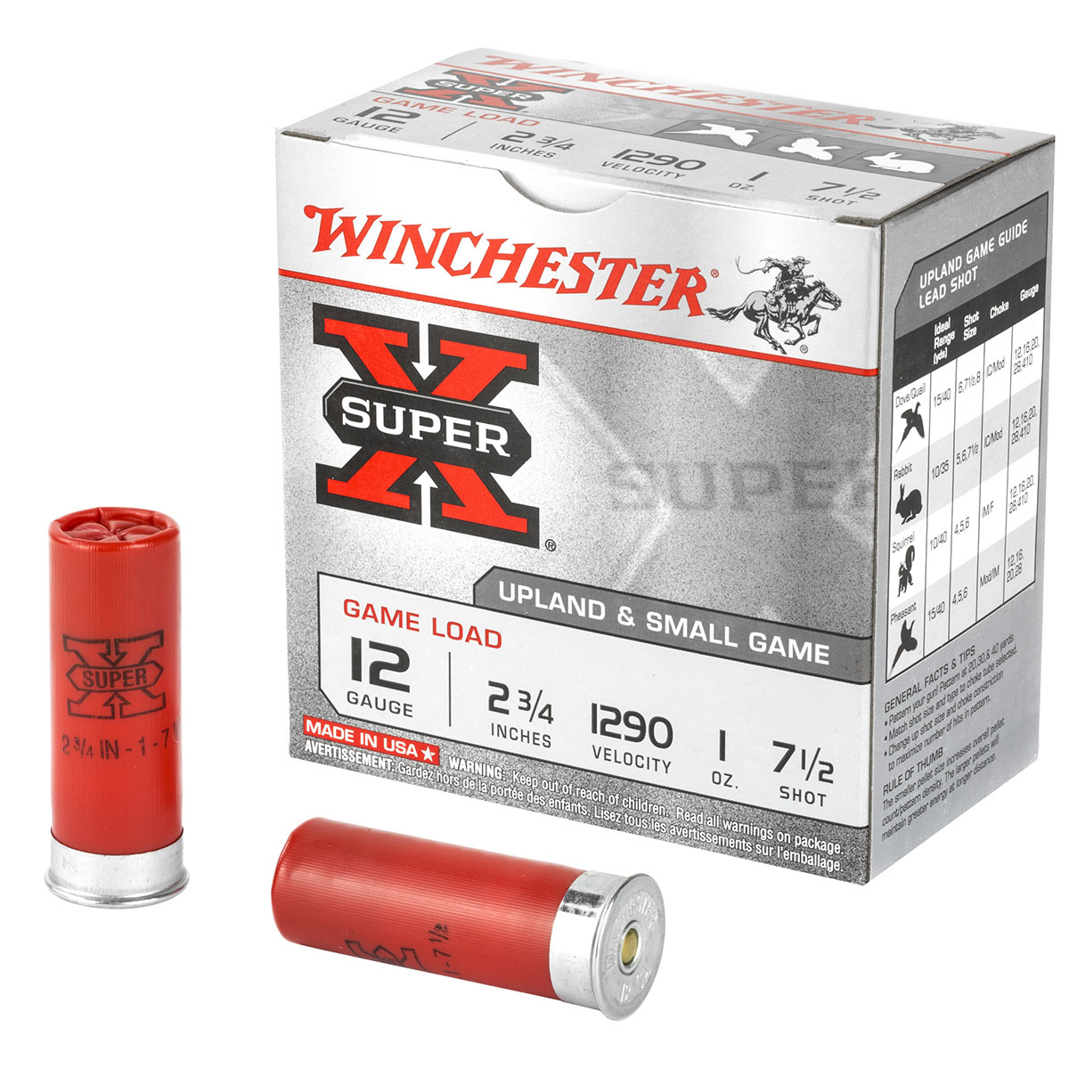Winchester 12 Ga Super X Game 2 3/4" 1 oz #7 1/2 Lead Shot 25 Rounds