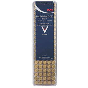 CCI Mini Mag 22LR 36 Grain Plated HP High Velocity Ammunition 100 Rounds CCI Mini Mag 22LR 36 Grain Plated HP High Velocity Ammunition 100 Rounds