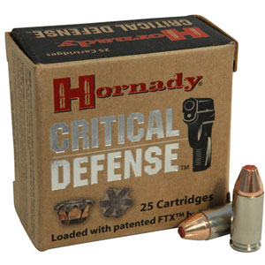 Hornady Critical Defense 25 ACP 35 Grain FTX HP Ammo 25 Rounds Hornady Critical Defense 25 ACP 35 Grain FTX HP Ammo 25 Rounds