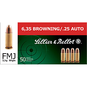 Sellier & Bellot 25 ACP, 50 Grain, FMJ, 50 Rounds Sellier & Bellot 25 ACP, 50 Grain, FMJ, 50 Rounds