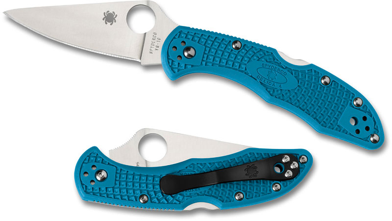 Spyderco Delica 4 Blue Plain Blade Folding Knife Spyderco Delica 4 Blue Plain Blade Folding Knife
