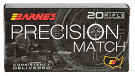 Barnes Precision Match 6mm Creedmoor 112 Grain Open Tip Match Ammunition 20 Rounds