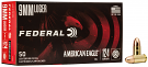 Federal American Eagle 9mm 124 Grain FMJ Ammo 50 Rounds