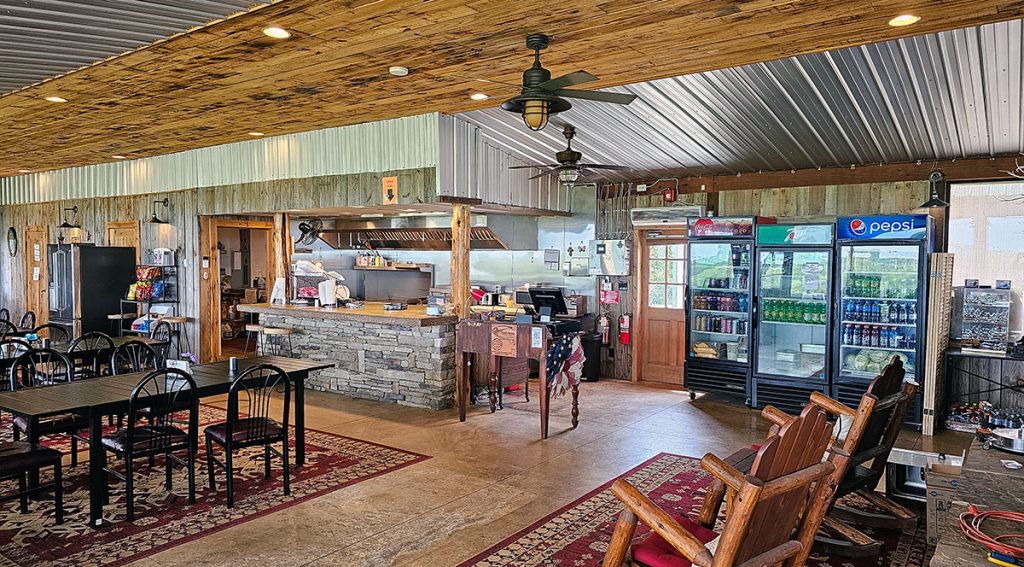 Sit down a spell and eat. Hyatt Farms has a full service restaurant for events or just lunch or breakfast while shooting at charlotte's top outdoor range.