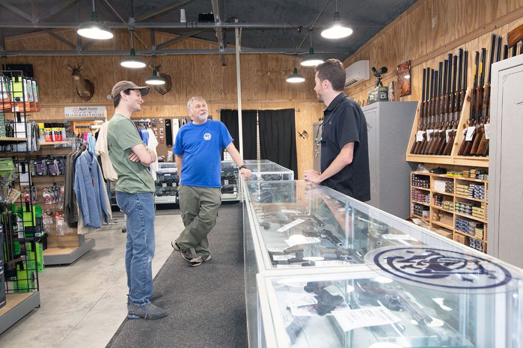 hyatt farms has a huge retail store with everything you need include, guns, ammo, and reloading supplies.